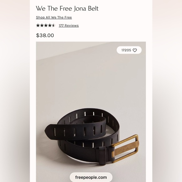 Free People Brown Belt with Gold Buckle - Picture 3 of 3